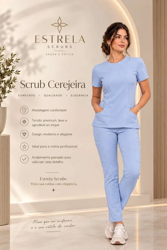 Scrub Cerejeira na cor azul