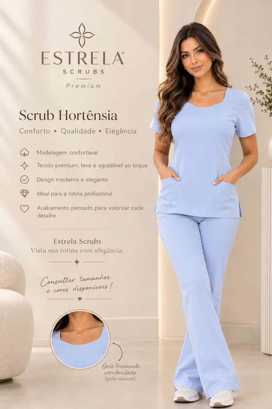 Scrub Hortênsia na cor azul