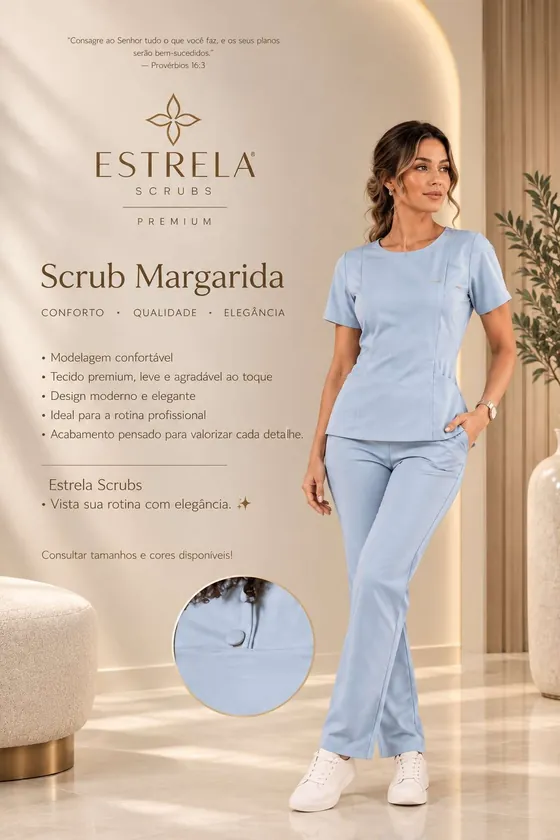 Scrub Margarida na cor azul
